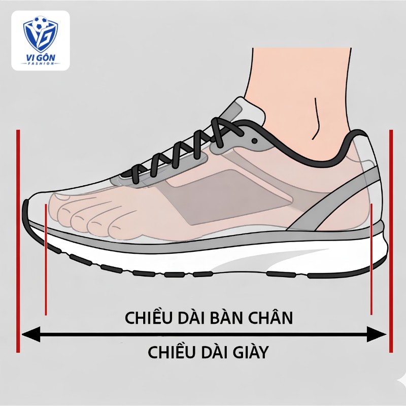 hướng dẫn chọn size giày để không bị chật mũi