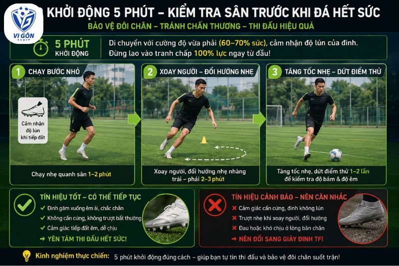 cách test giày đinh ag trên sân