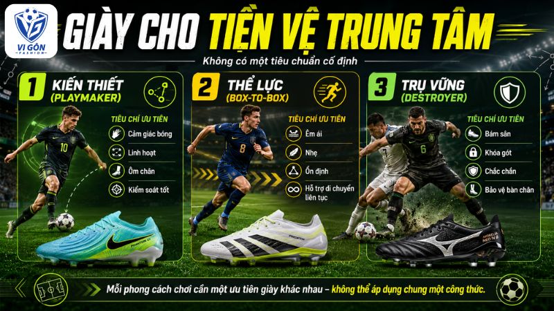 tiêu chuẩn chọn giày cho tiền vệ trung tâm